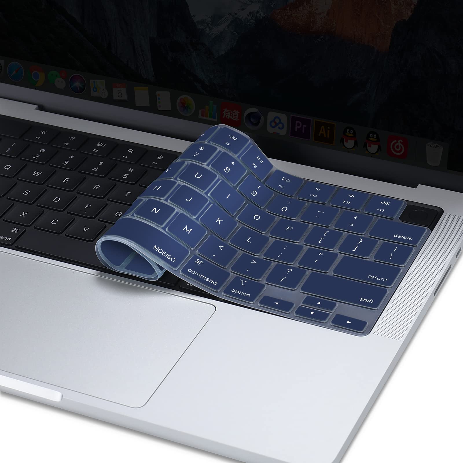 Keyboard Cover Skin For MacBook Air Pro 13 13.6 14 15.3 16 A2442 A2779 A2485 A2780 A2681 A2941 M1 M2 2021 to 2023 Navy Blue - SuperSaverAU - view 7