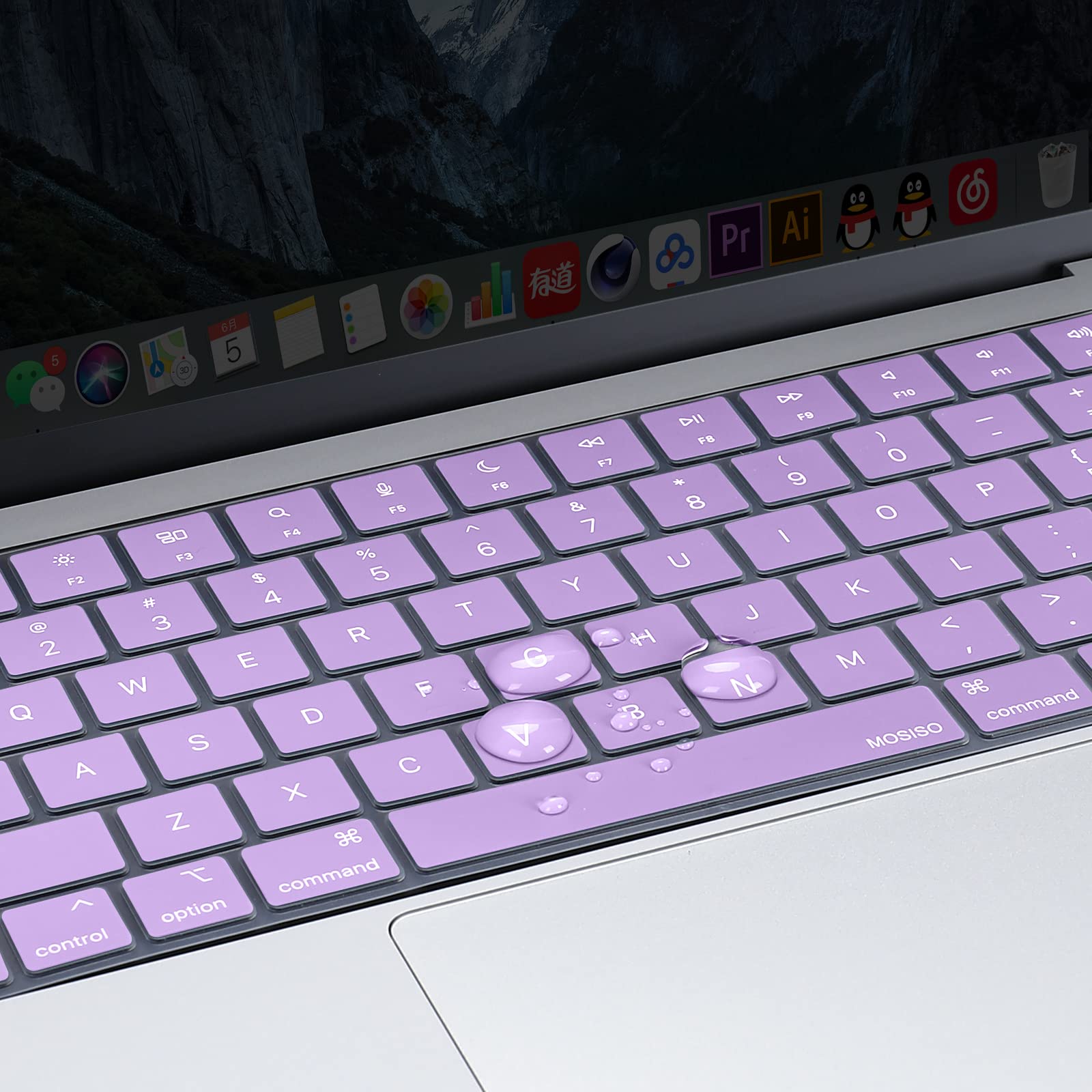 Keyboard Cover Skin For MacBook Air Pro 13 13.6 14 15.3 16 A2442 A2779 A2485 A2780 A2681 A2941 M1 M2 2021 to 2023 purple - SuperSaverAU - view 5
