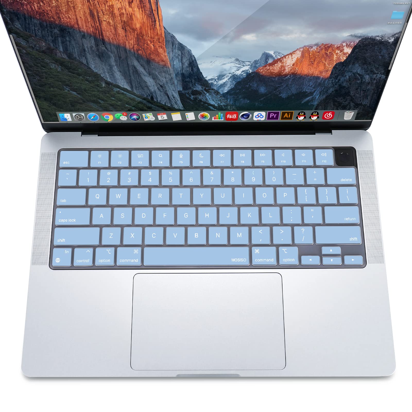 Keyboard Cover Skin For MacBook Air Pro 13 13.6 14 15.3 16 A2442 A2779 A2485 A2780 A2681 A2941 M1 M2 2021 to 2023 Sky Blue - SuperSaverAU - view 3