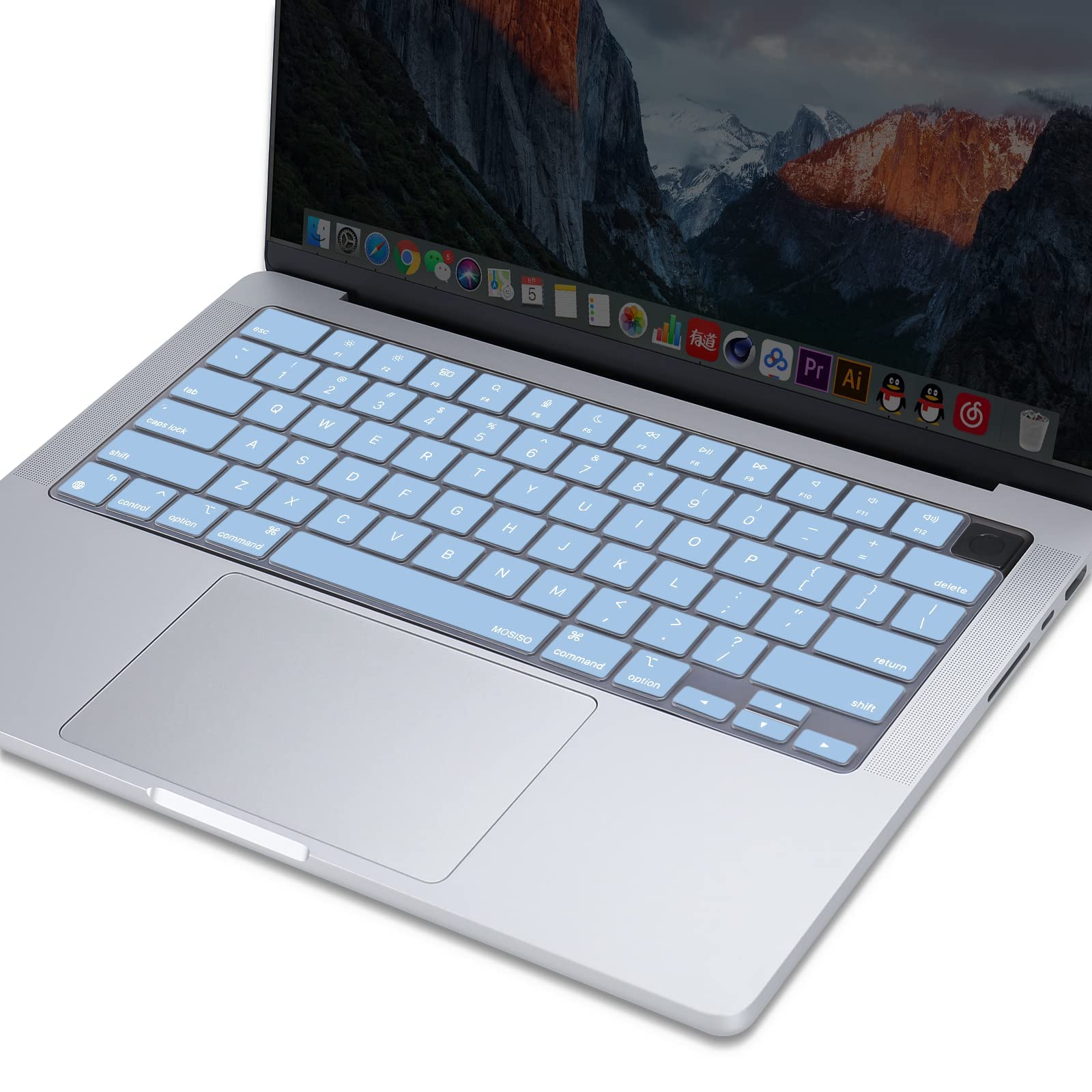 Keyboard Cover Skin For MacBook Air Pro 13 13.6 14 15.3 16 A2442 A2779 A2485 A2780 A2681 A2941 M1 M2 2021 to 2023 Sky Blue - SuperSaverAU - view 7