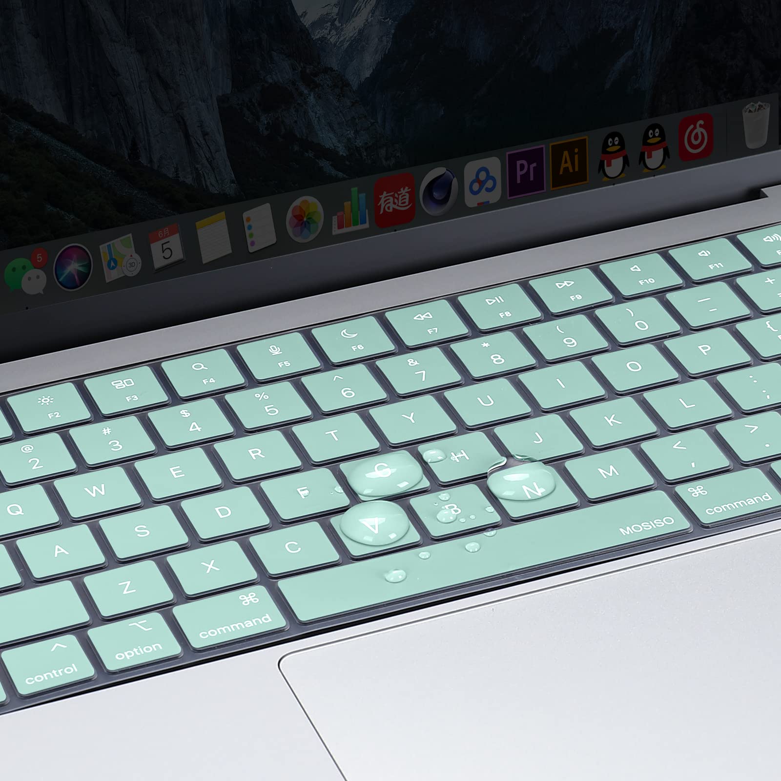 Keyboard Cover Skin For MacBook Air Pro 13 13.6 14 15.3 16 A2442 A2779 A2485 A2780 A2681 A2941 M1 M2 2021 to 2023 Mint Green - SuperSaverAU - view 4