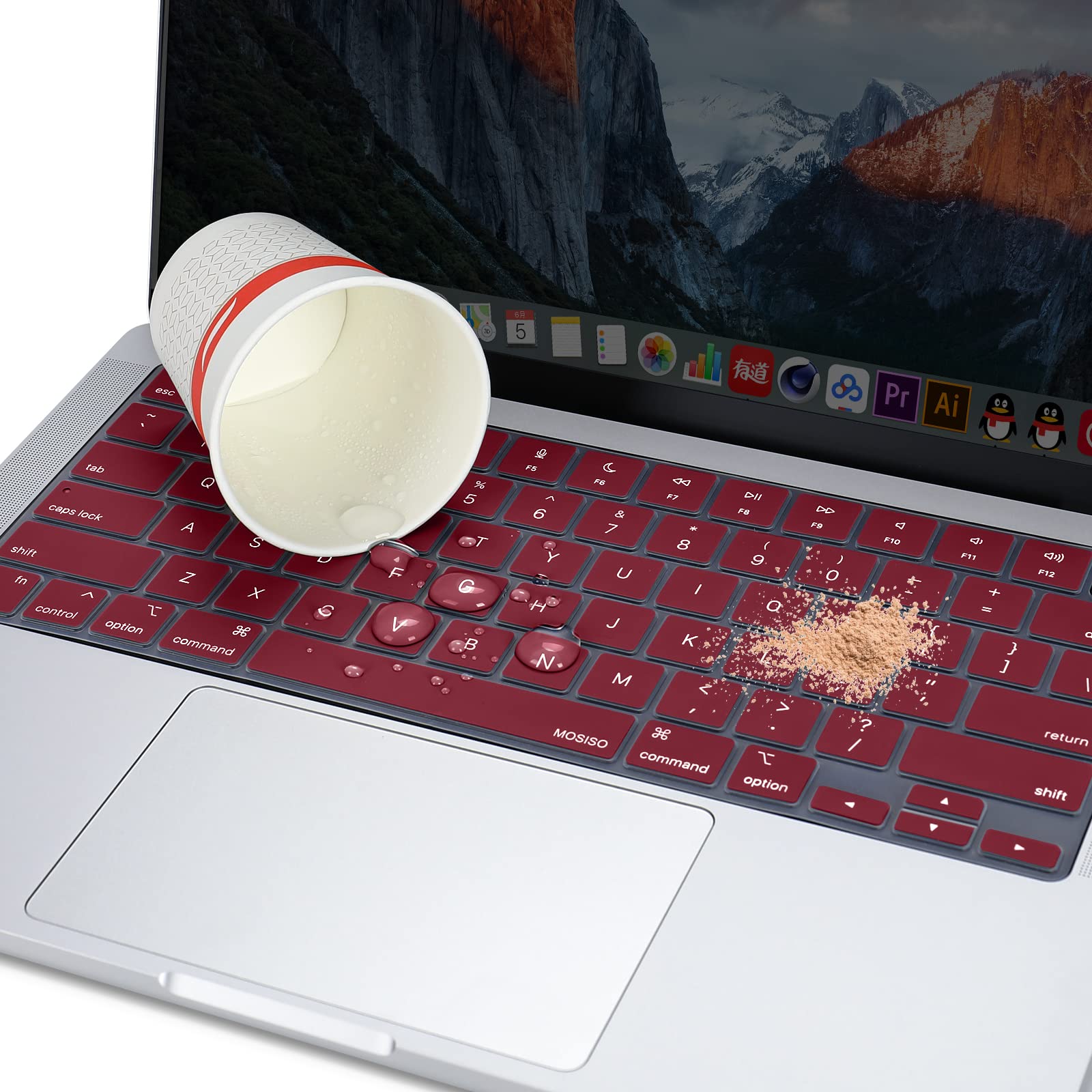 Keyboard Cover Skin For MacBook Air Pro 13 13.6 14 15.3 16 A2442 A2779 A2485 A2780 A2681 A2941 M1 M2 2021 to 2023 Wine Red - SuperSaverAU - view 5