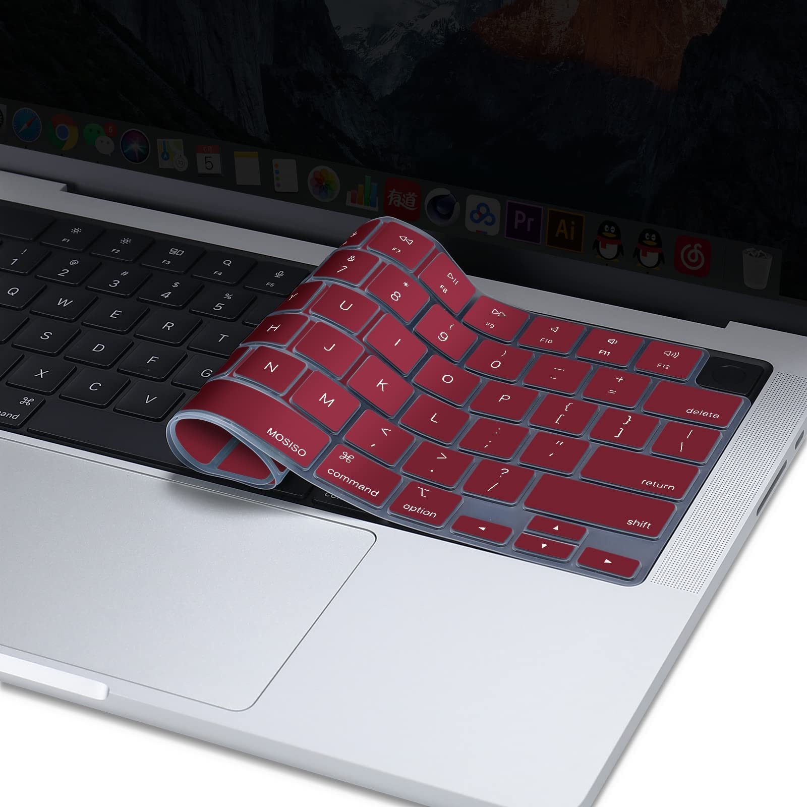 Keyboard Cover Skin For MacBook Air Pro 13 13.6 14 15.3 16 A2442 A2779 A2485 A2780 A2681 A2941 M1 M2 2021 to 2023 Wine Red - SuperSaverAU - view 7