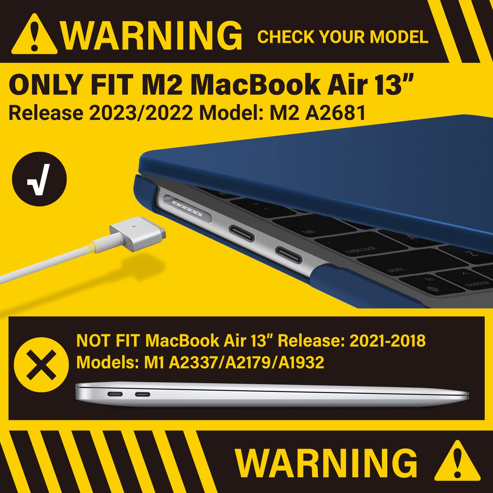 Suitable for 2023 2022 MacBook Air 13 inch case M2 Model A2681 Hard Shell Case Keyboard Cover Blue - SuperSaverAU - view 2