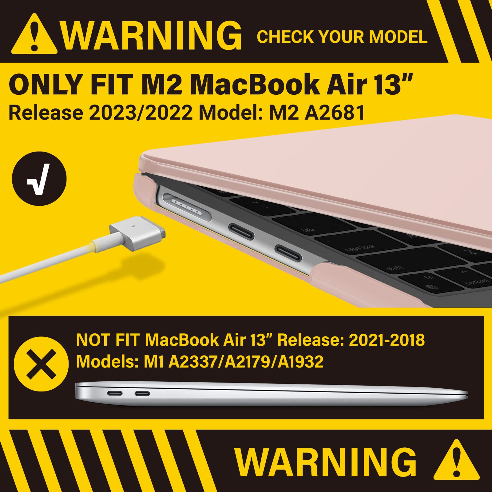 Suitable for 2023 2022 MacBook Air 13 inch case M2 Model A2681 Hard Shell Case Keyboard Cover Sold Pink - SuperSaverAU - view 2