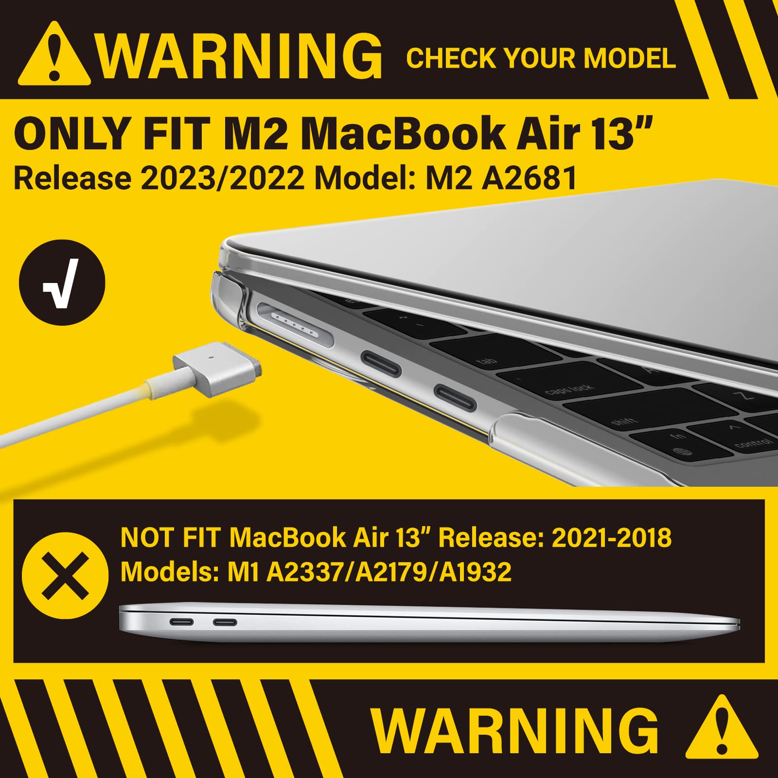 Suitable for 2023 2022 MacBook Air 13 inch case M2 Model A2681 Hard Shell Case Keyboard Cover White - SuperSaverAU - view 2