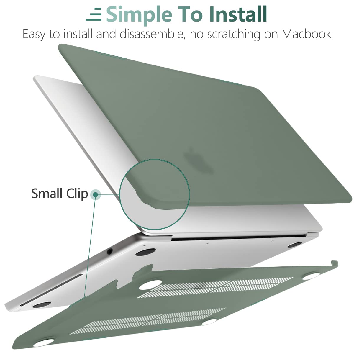Suitable for 2023 2022 MacBook Air 13 inch case M2 Model A2681 Hard Shell Case Keyboard Cover Midnight Green - SuperSaverAU - view 5