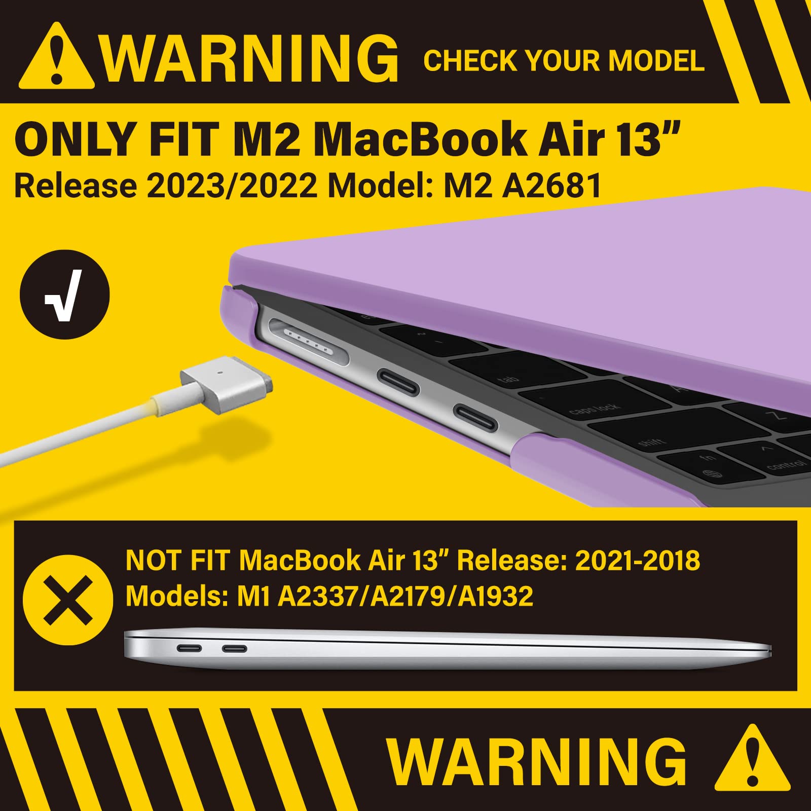 Suitable for 2023 2022 MacBook Air 13 inch case M2 Model A2681 Hard Shell Case Keyboard Cover Purple - SuperSaverAU - view 2