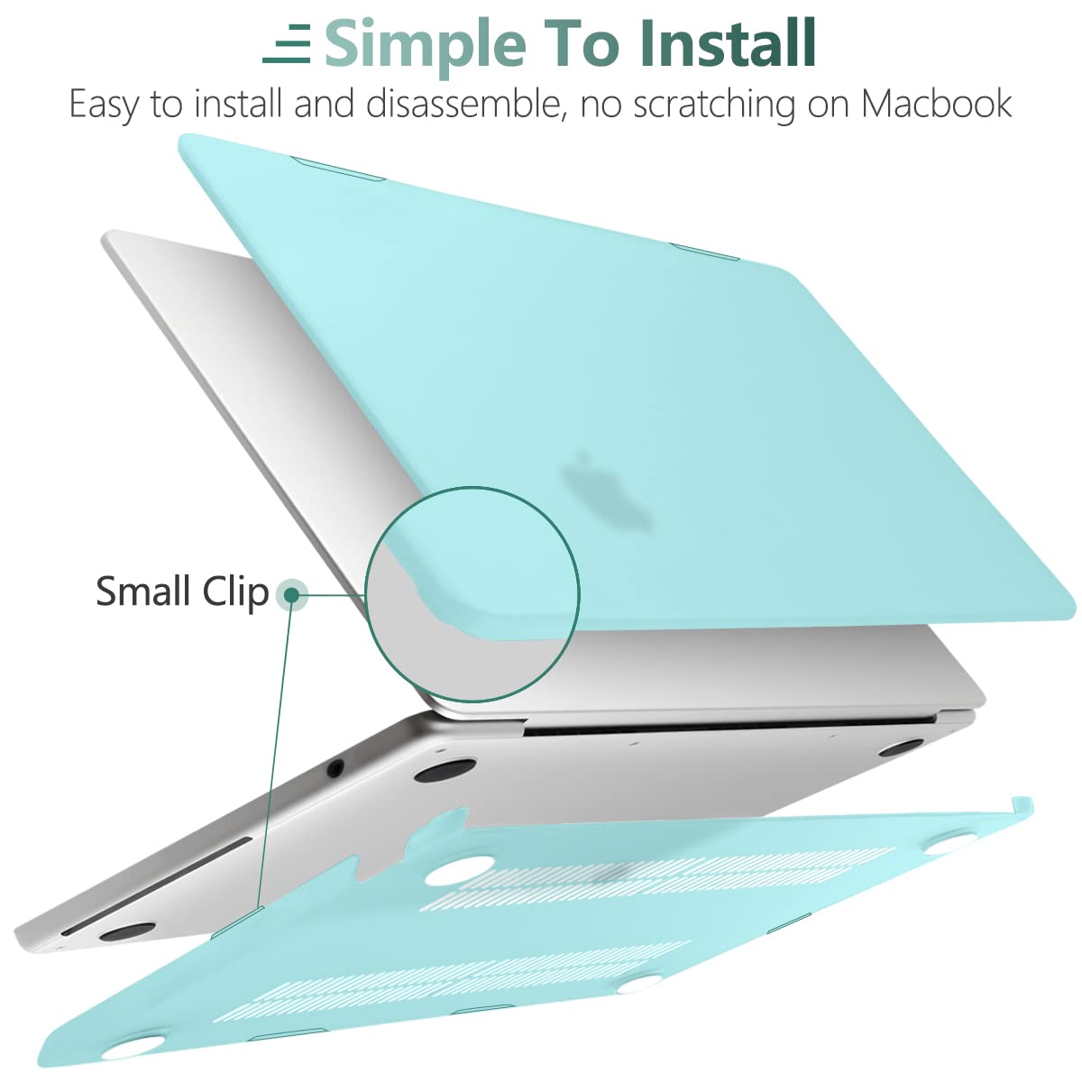 Suitable for 2023 2022 MacBook Air 13 inch case M2 Model A2681 Hard Shell Case Keyboard Cover Turquoise - SuperSaverAU - view 9