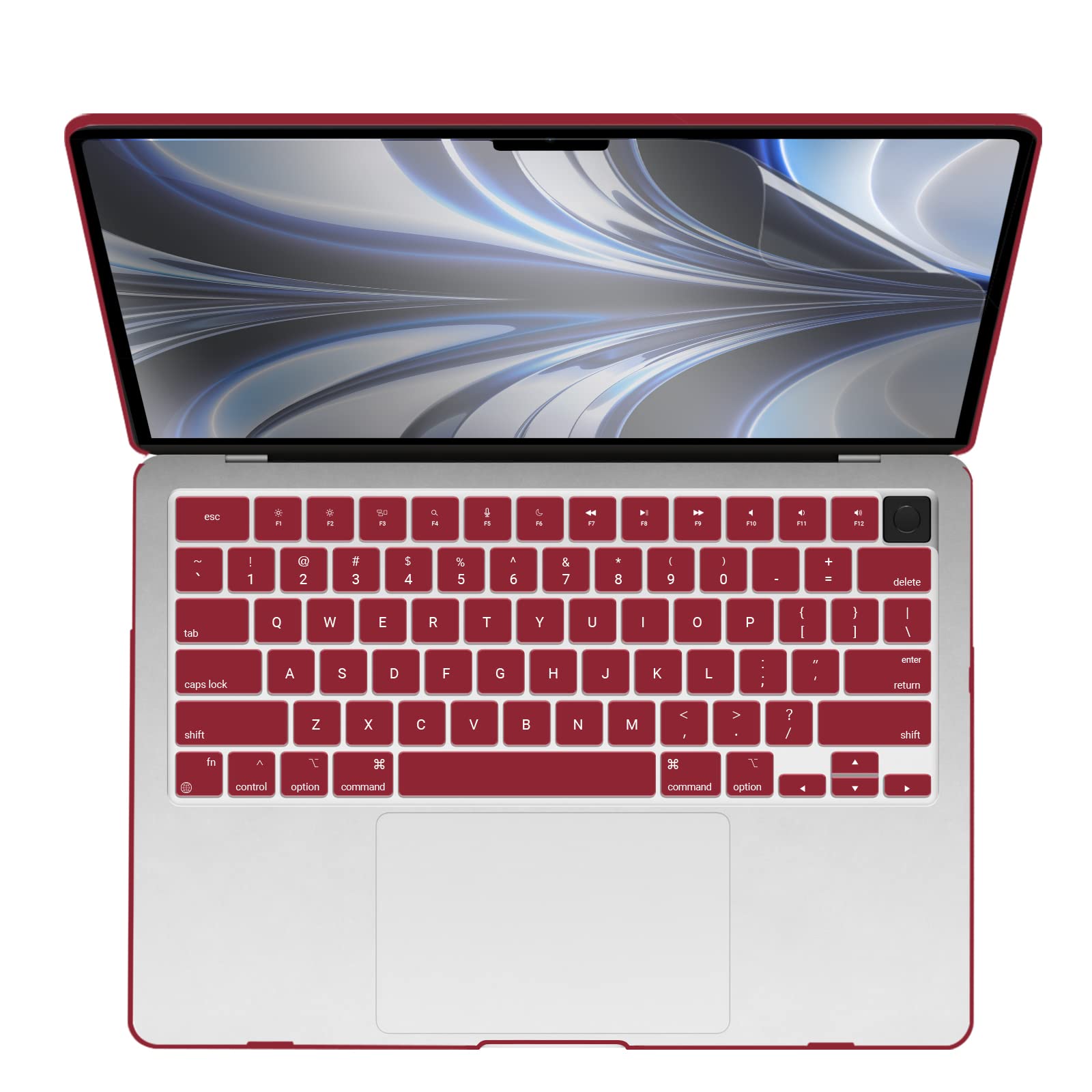 Suitable for 2023 2022 MacBook Air 13 inch case M2 Model A2681 Hard Shell Case Keyboard Cover Wine Red - SuperSaverAU - view 10