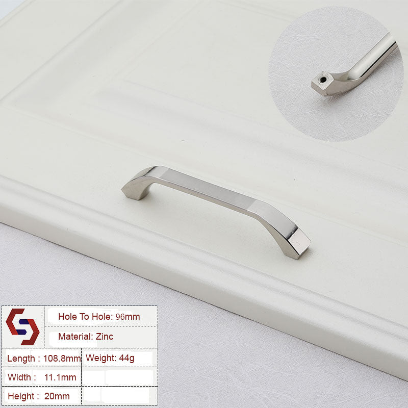 Zinc Kitchen Cabinet Handles Pull, Silver, 96MM, Modern European Style, Sleek Design - SuperSaverAU - view 2