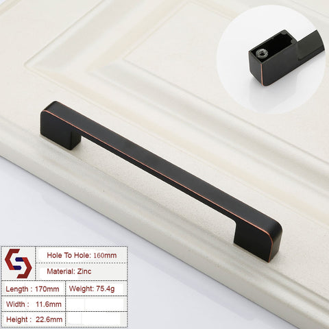 Zinc Kitchen Cabinet Handle Pull, Modern Black & Copper, 160mm, Sleek Design - SuperSaverAU - view 1