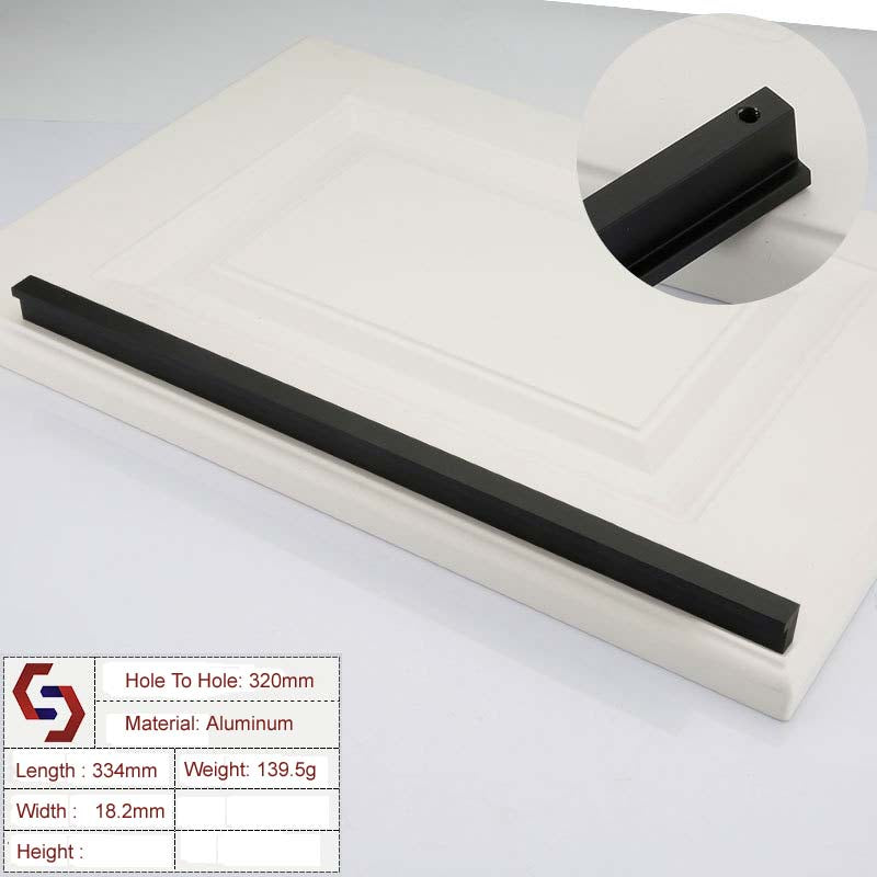 Zinc Kitchen Cabinet Handles 320mm, Modern European Style, Black, Sleek Design - SuperSaverAU - view 1