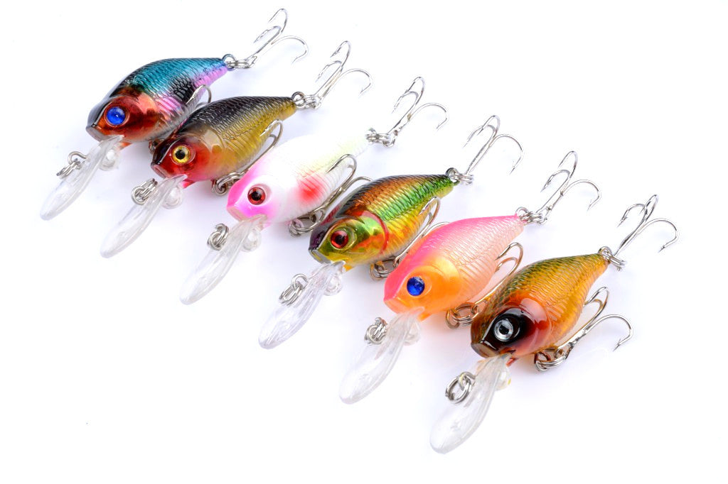 6x 6cm Durable ABS Hard Plastic Popper Crank Bait Fishing Lure - Saltwater/Freshwater - SuperSaverAU - view 1