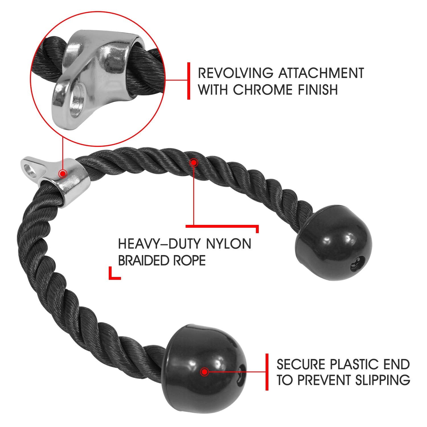 Tricep Rope Fitness Gym Pulley Pull Down Rope Cable Machine Attachment Pull down Rope - SuperSaverAU - view 4