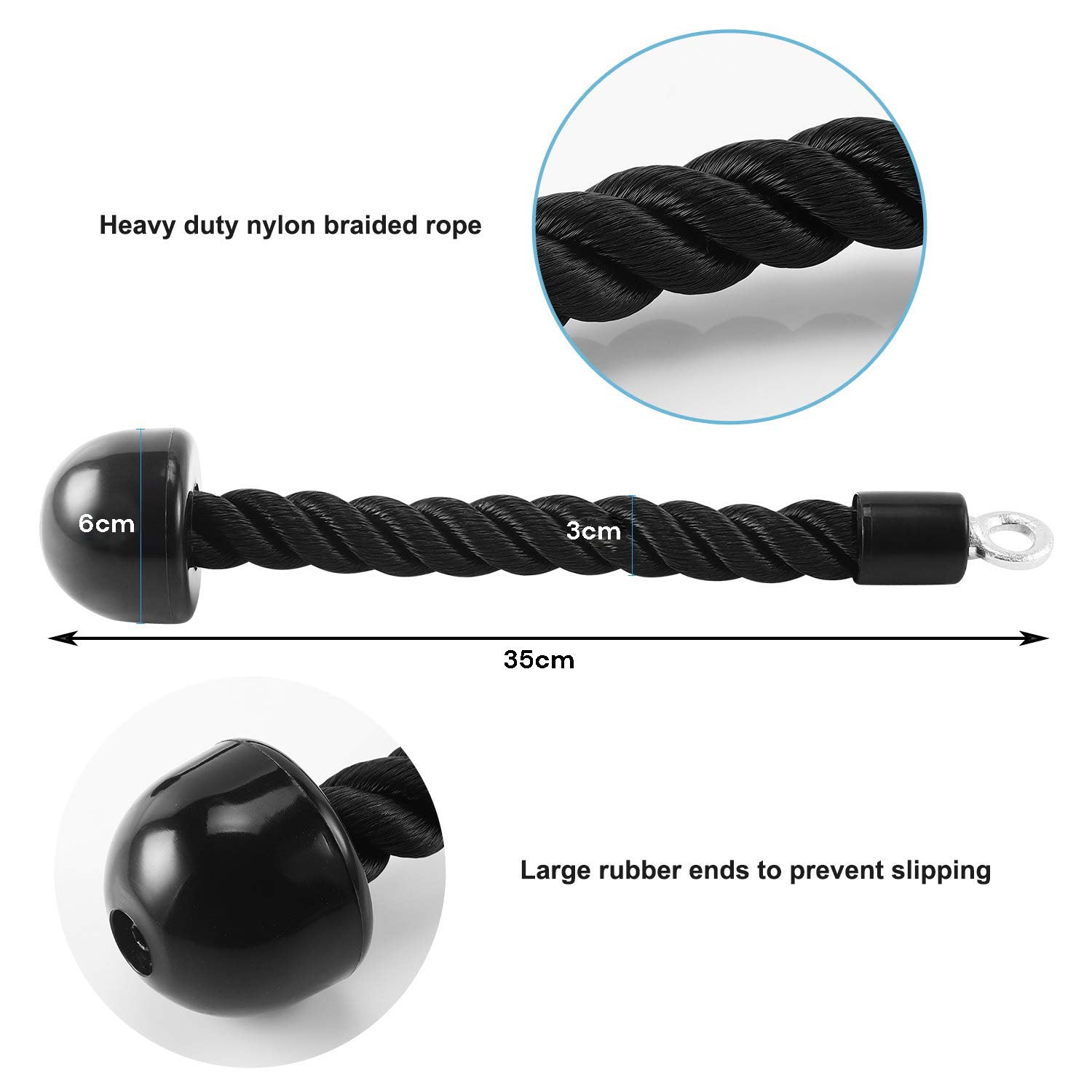Single Grip Tricep PullDown Rope Cable Attachment Pull Down Rope Tricep Rope Pully - SuperSaverAU - view 4