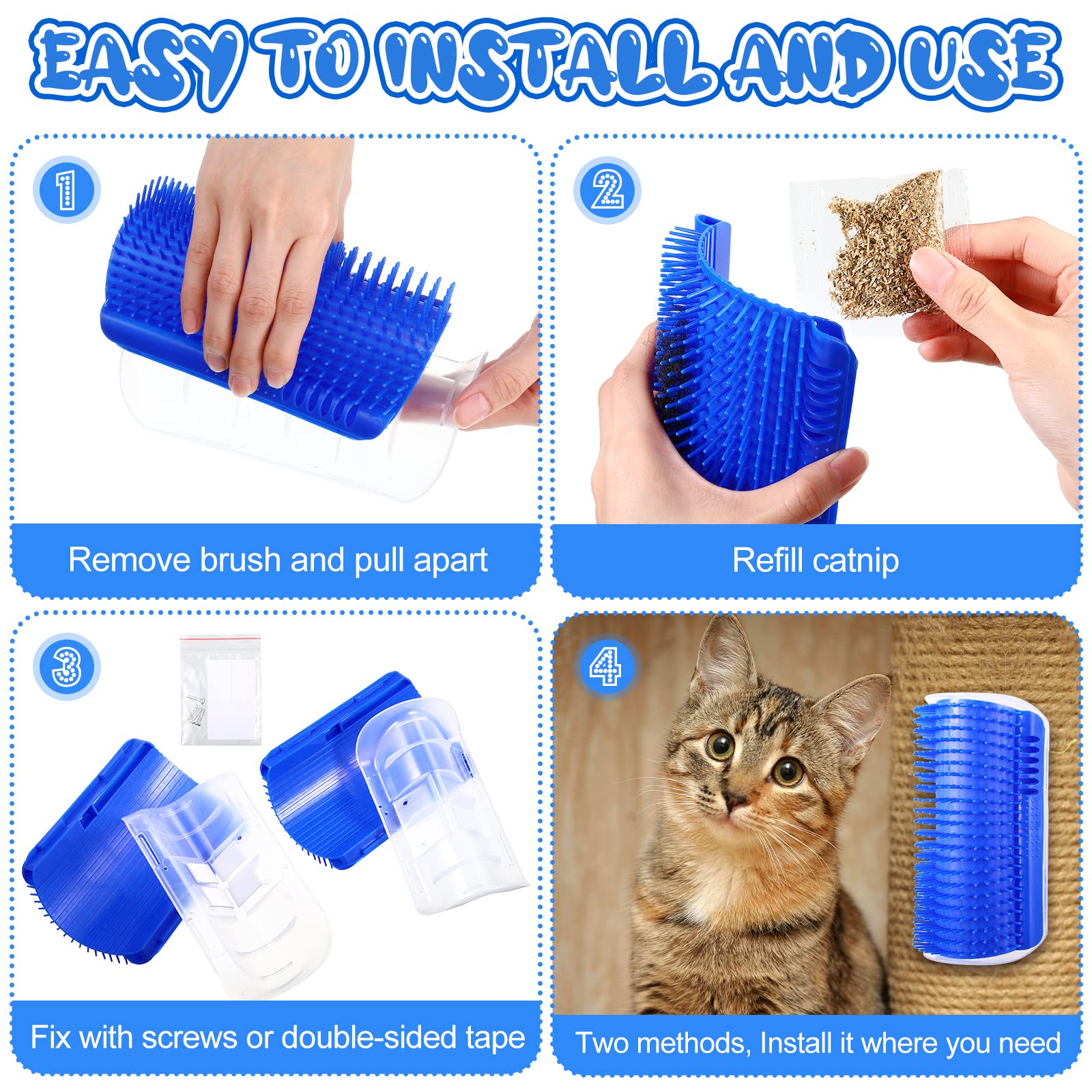 Cat Self Groomer Wall Corner Scratcher Comb with Catnip, 13cm x 8cm x 5cm - SuperSaverAU - view 2