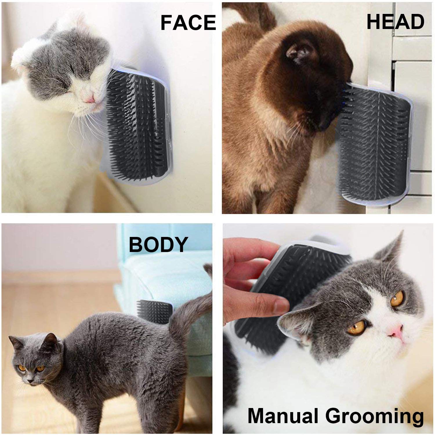 Cat Self Groomer Wall Corner Scratcher Comb with Catnip, 13cm x 8cm x 5cm - SuperSaverAU - view 5