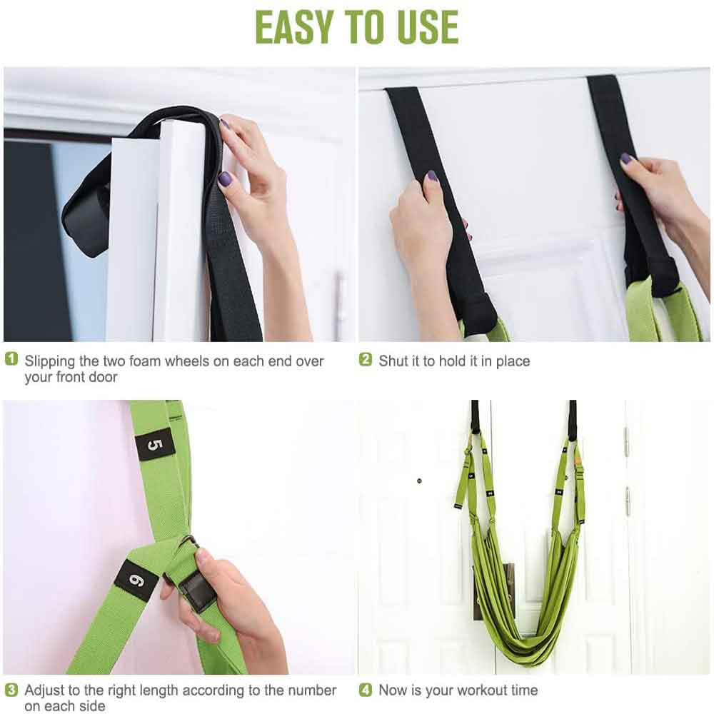 Premium Yoga Stretch Strap Door Swing Trainer for Flexibility - Green