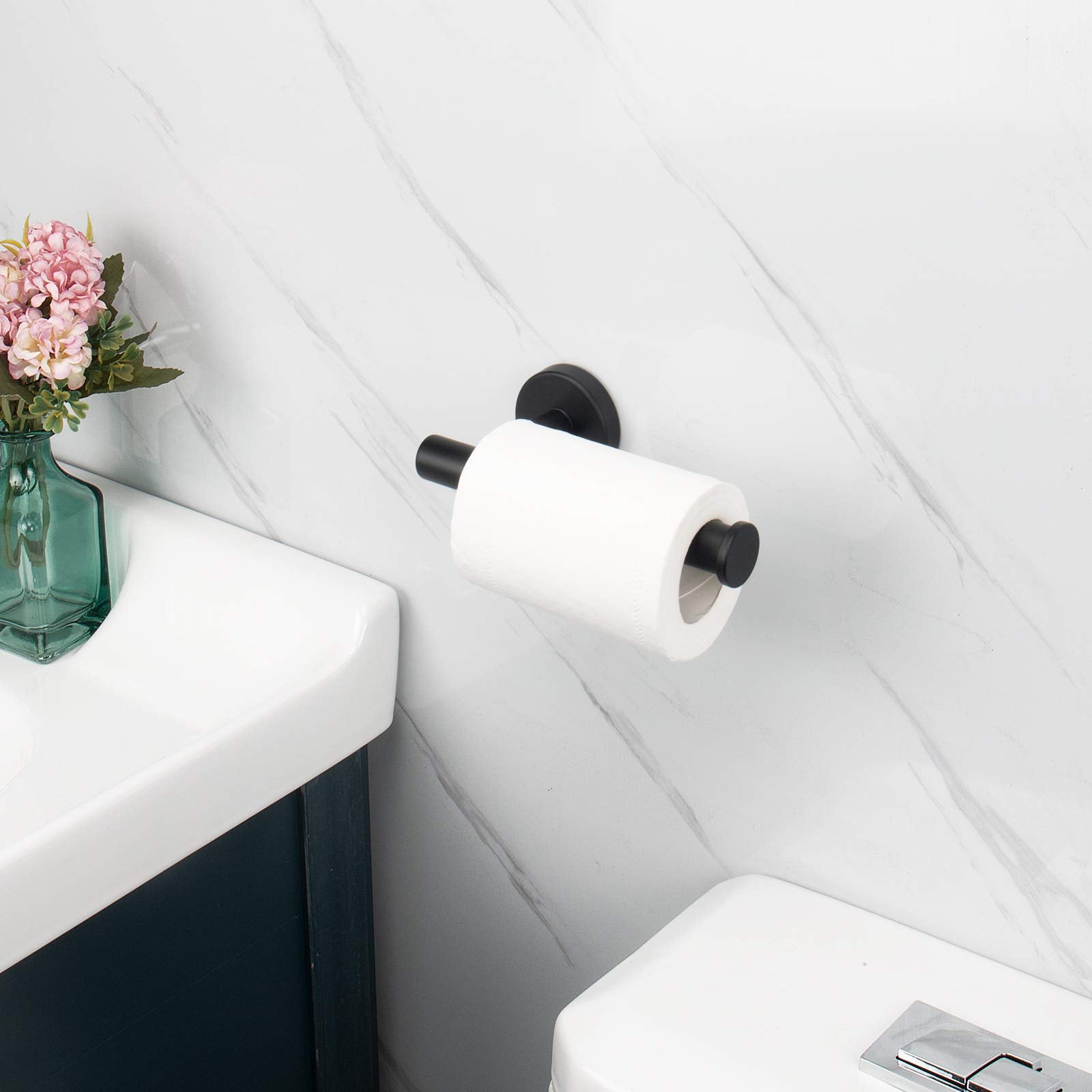 Black Wall Mount Toilet Paper Holder, 304 Stainless Steel, 75mm x 155mm x 25mm - SuperSaverAU - view 4
