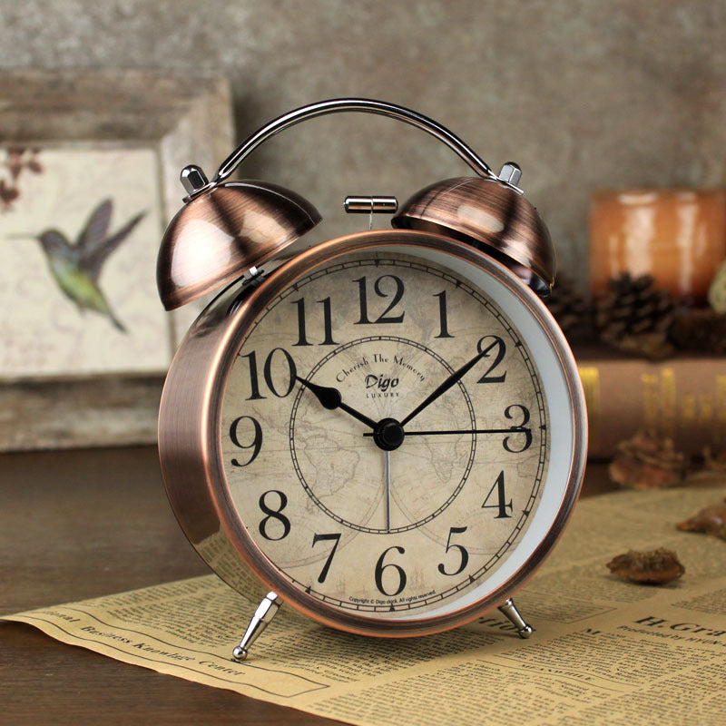 Bronze Twin Bell Alarm Clock - Loud, Non-Ticking, Backlight, 2 AA Battery Operated - SuperSaverAU - view 3