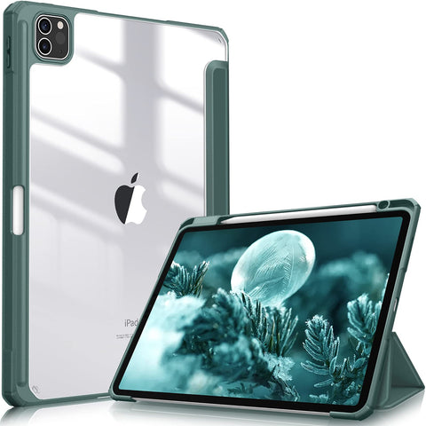 Premium Dark Green iPad Pro 11 Soft TPU Smart Case with Pencil Holder
