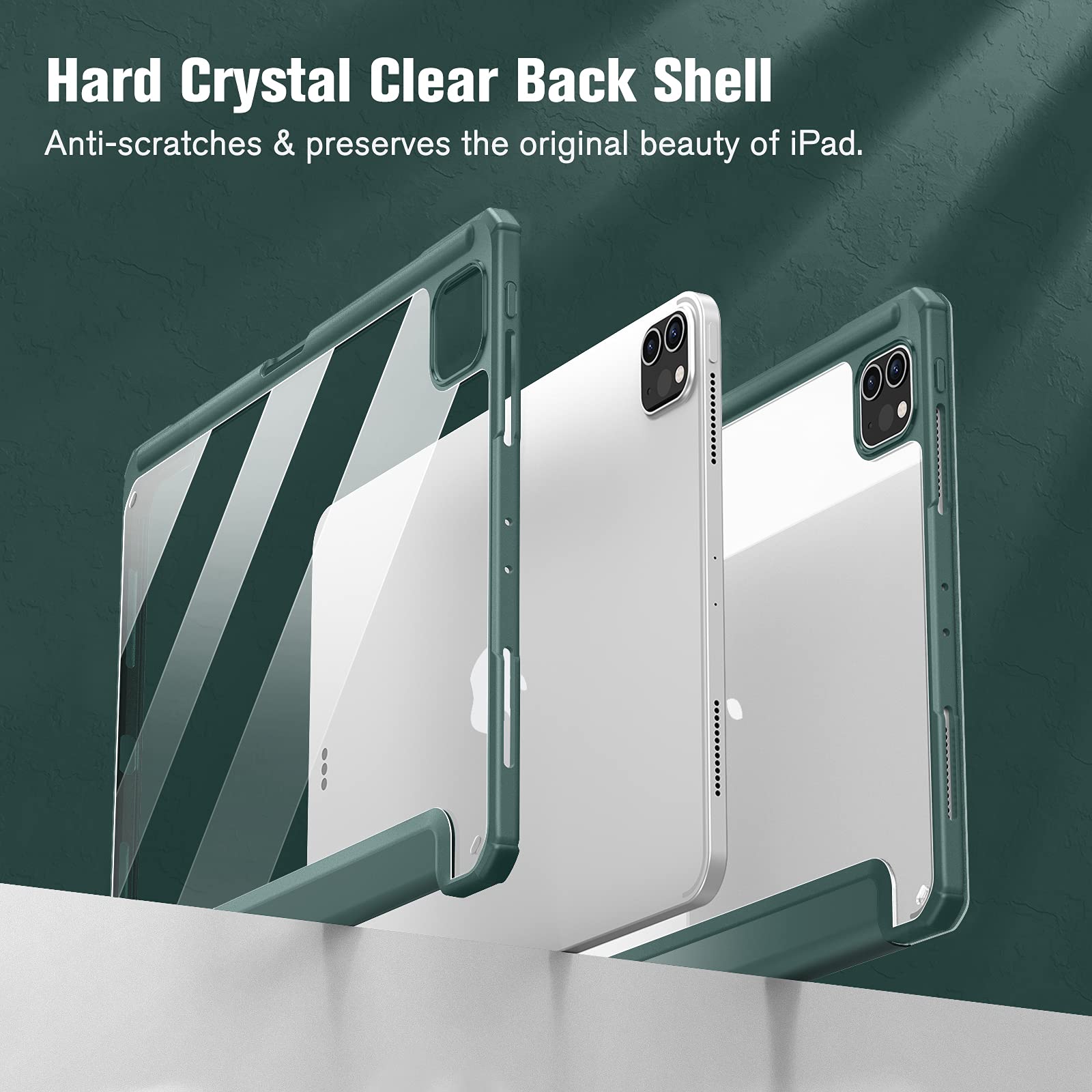 Premium Dark Green iPad Pro 11 Soft TPU Smart Case with Pencil Holder