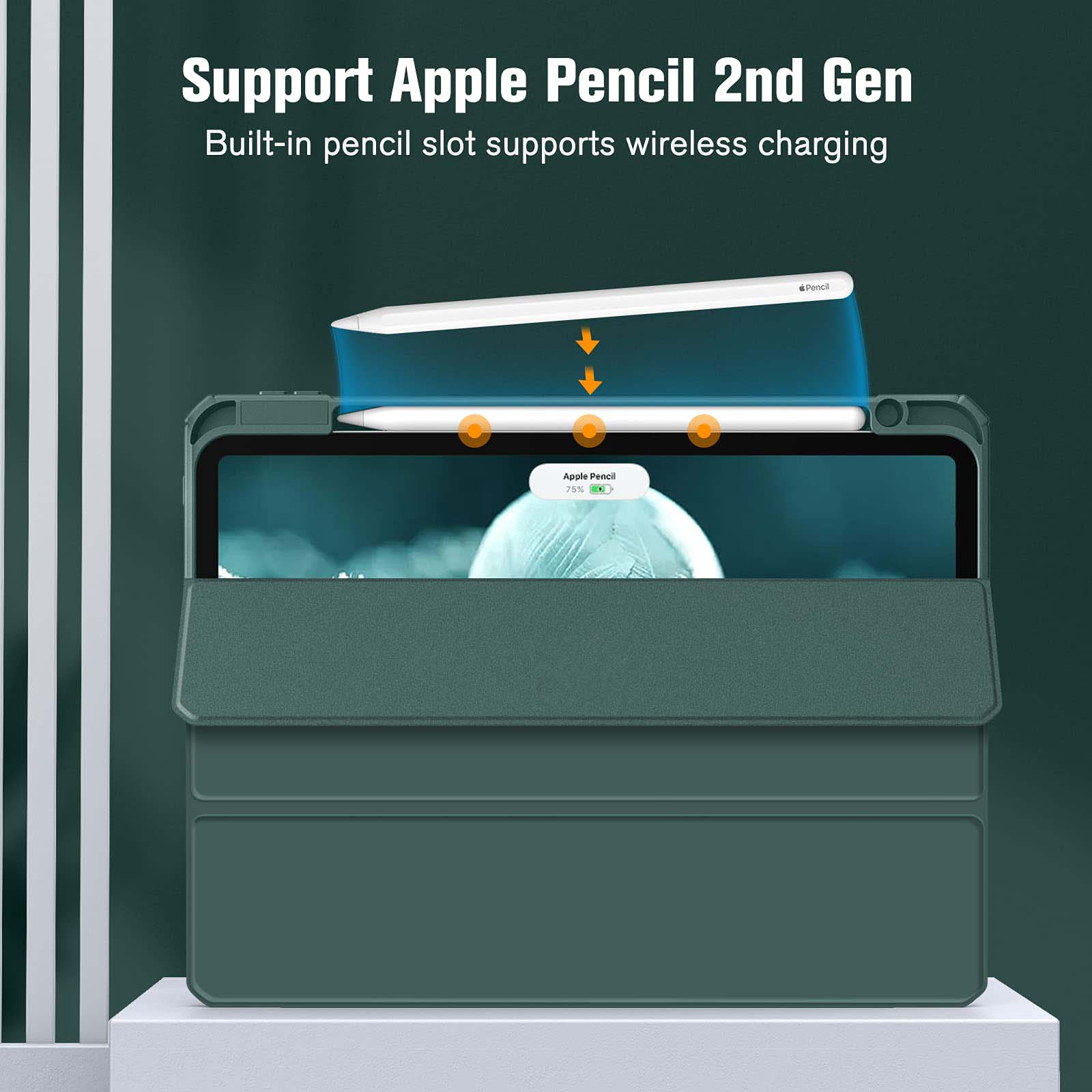 Premium Dark Green iPad Pro 11 Soft TPU Smart Case with Pencil Holder