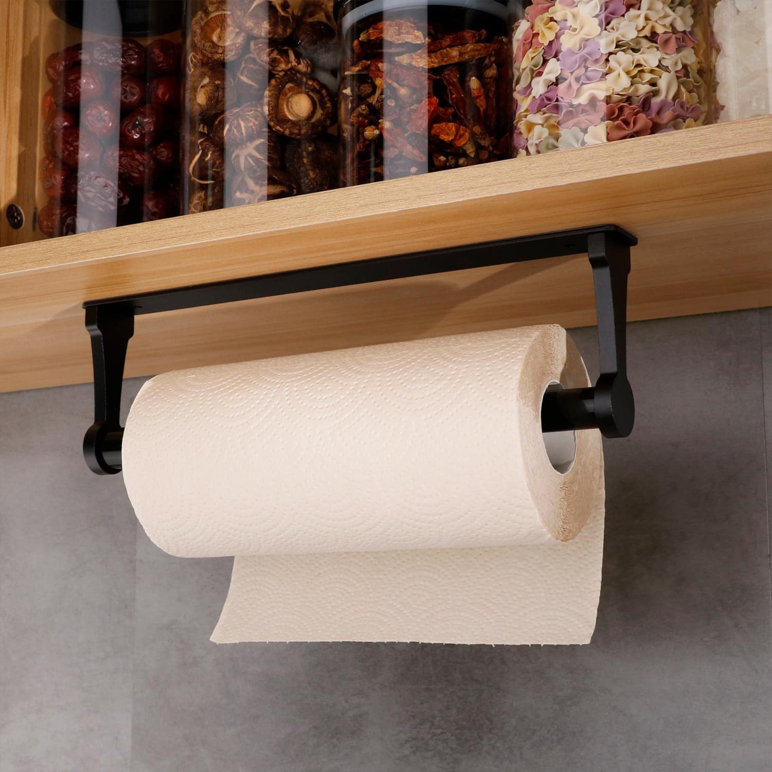 Premium Aluminum Paper Towel Holder, 32.5cm, Retractable, Black, Easy Install - SuperSaverAU - view 2