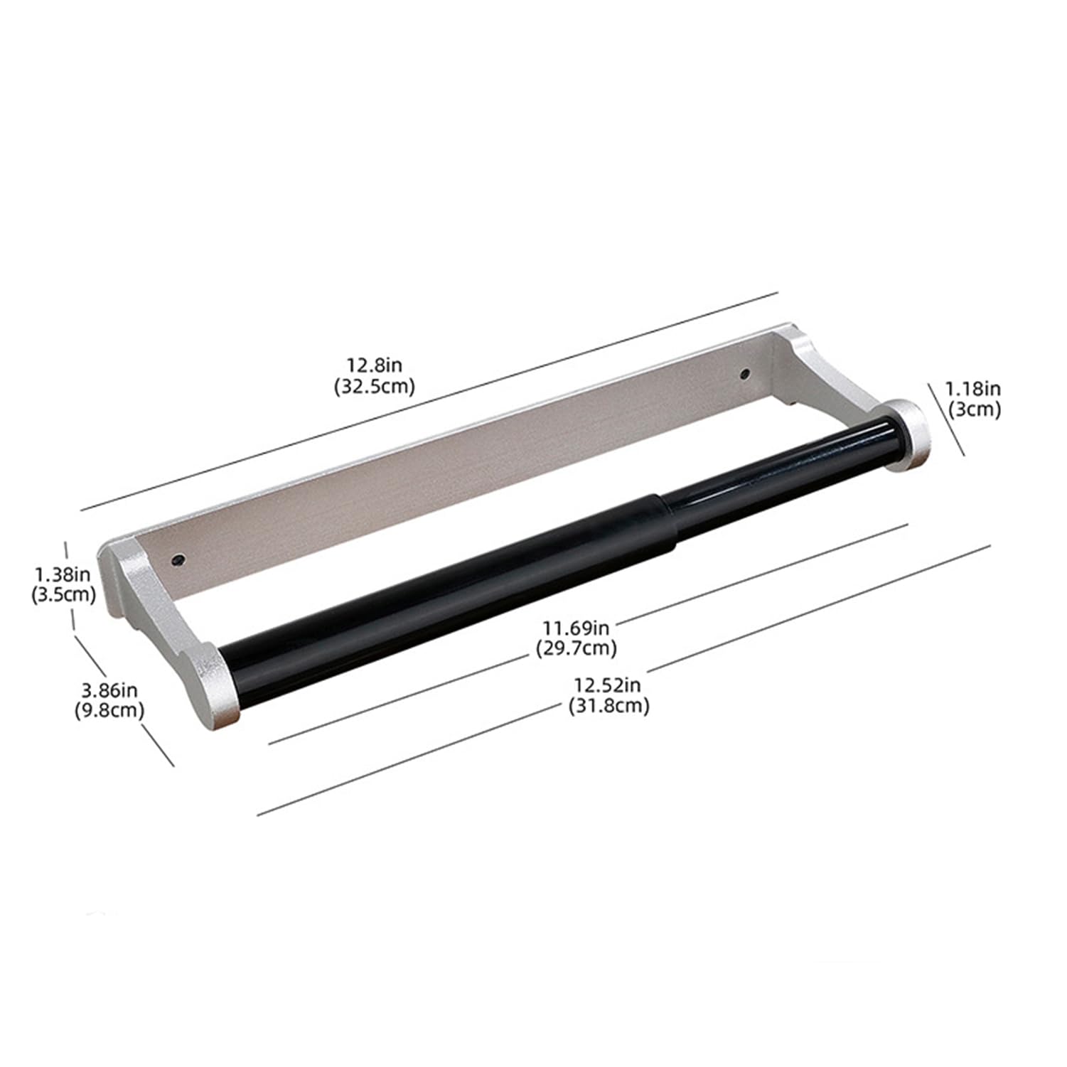 Premium Aluminum Paper Towel Holder, 32.5cm, Retractable, Wall Mount, Silver - SuperSaverAU - view 3