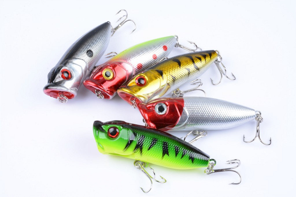 6.5cm Popper Fishing Lures - 5 Pack, Durable ABS, Sharp Hooks, Fresh/Saltwater - SuperSaverAU - view 2