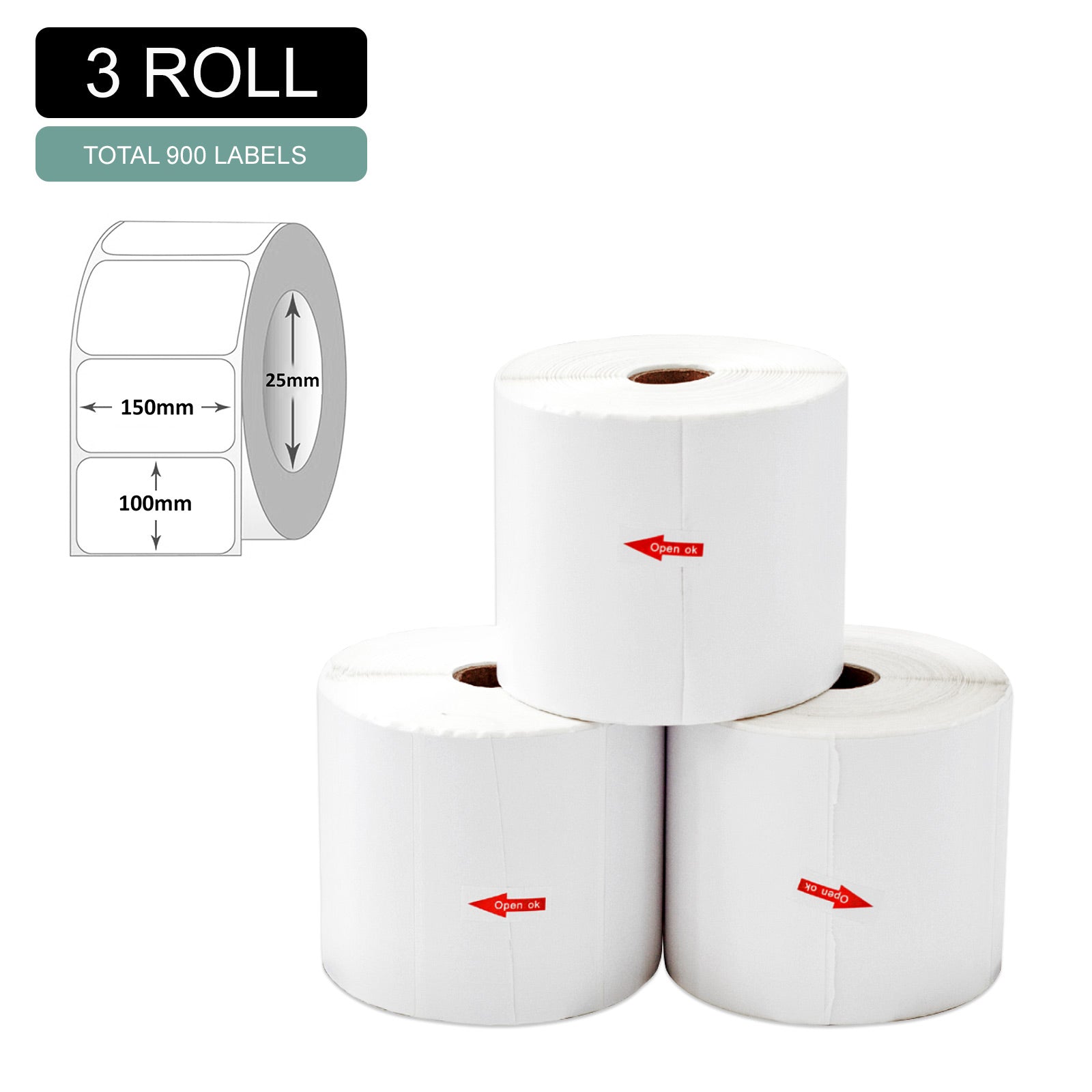 Thermal Direct Label 100x150mm - 3 Rolls Durable Shipping Labels, Easy Peel - SuperSaverAU - view 1