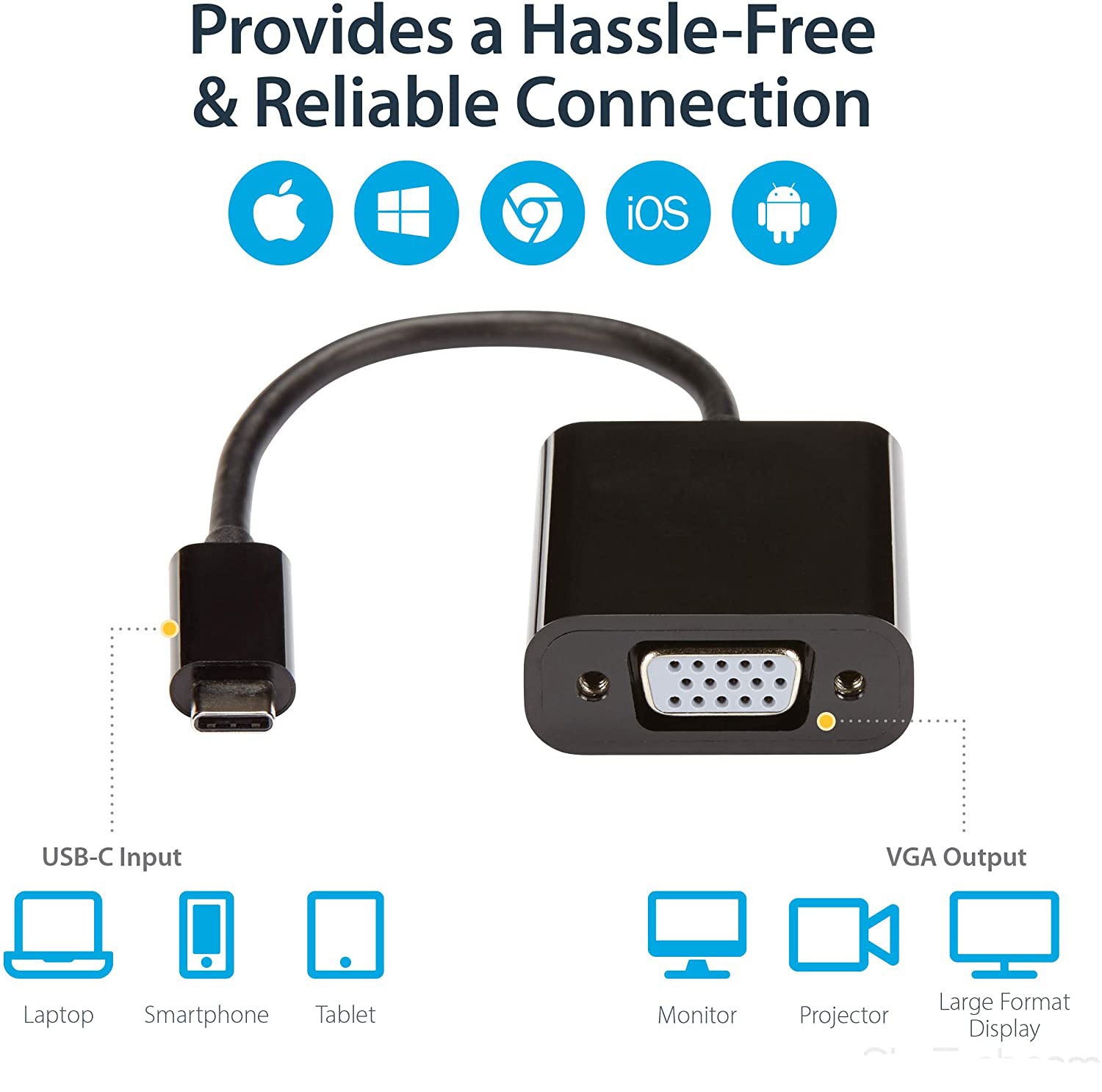USB-C Type C USB 3.1 Male to VGA Female Monitor Projector Adapter Cable Macbook - SuperSaverAU - view 1
