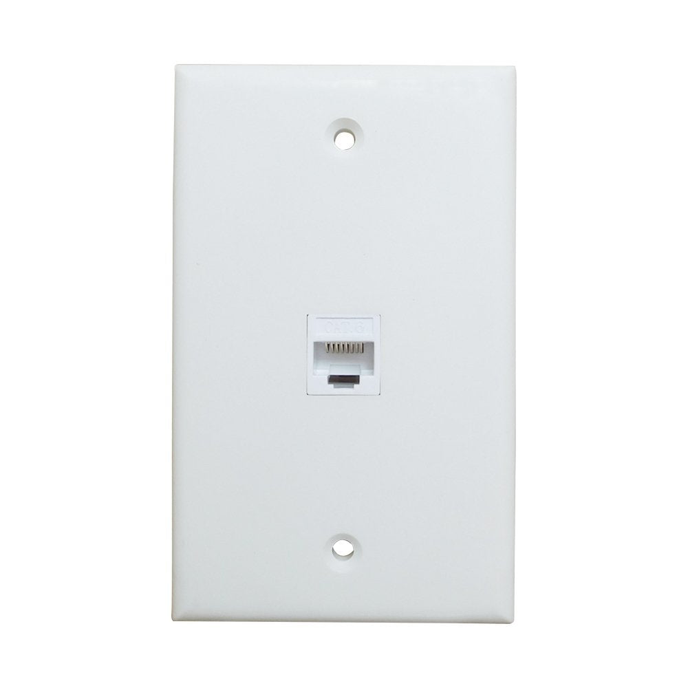 Premium 1 Port Cat6 Ethernet Wall Plate Adapter with Keystone Coupler