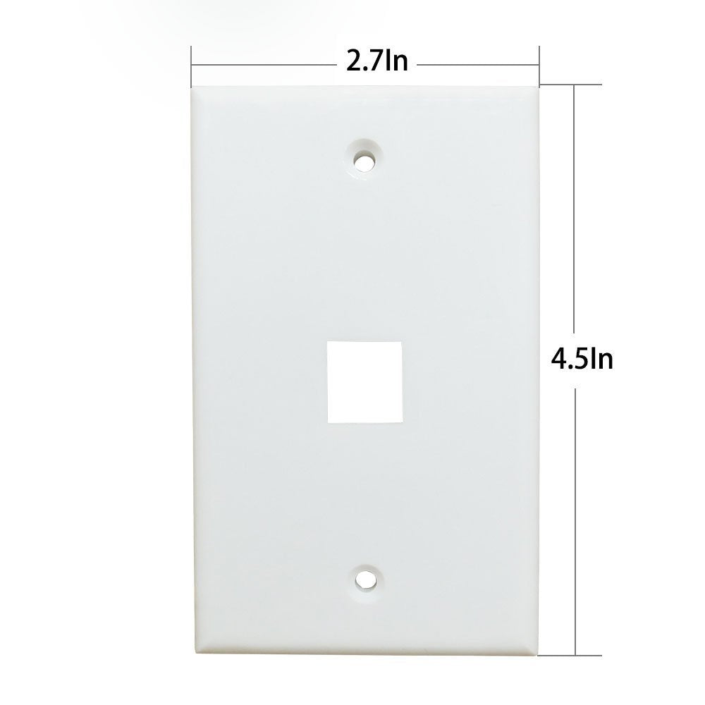 Premium 1 Port Cat6 Ethernet Wall Plate Adapter with Keystone Coupler