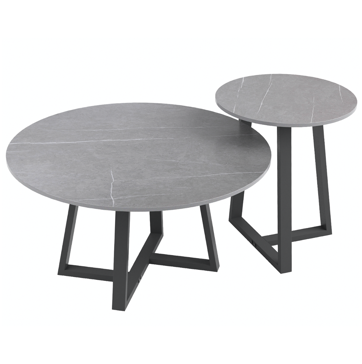 Interior Ave Broadway Grey Stone Marble Two Tier Coffee Table Set - 80x40cm & 45x50cm - SuperSaverAU - view 4