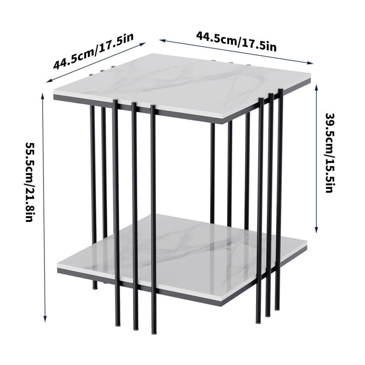 Interior Ave Milano Black Square Side Table Two Tier 40x40x65cm