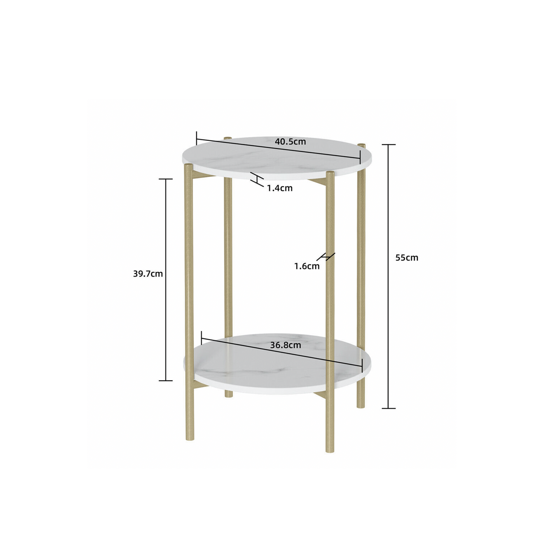 Interior Ave Alba Gold Side Table, 40.5x55cm, Sintered Stone Marble, 40kg Capacity - SuperSaverAU - view 4