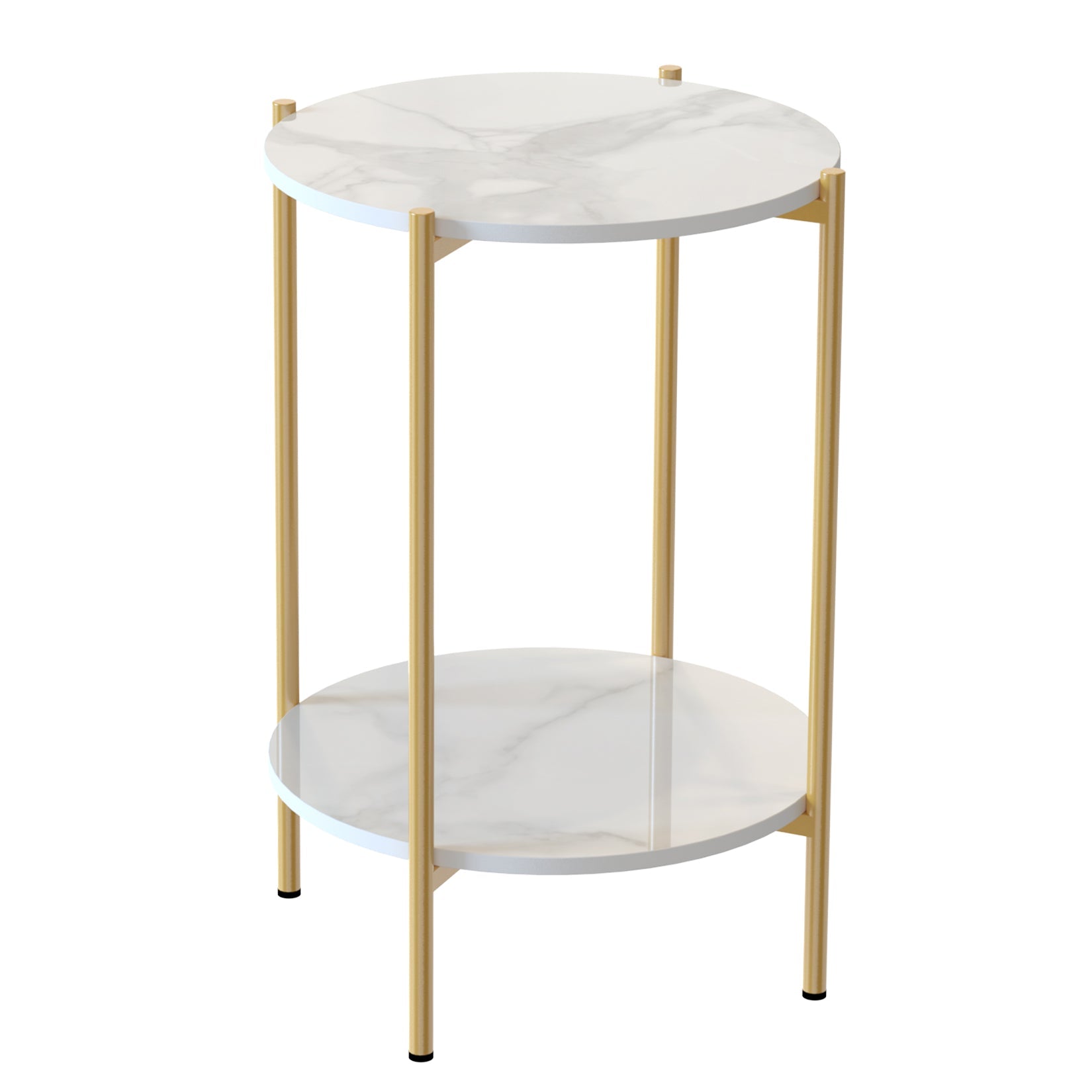 Interior Ave Alba Gold Side Table, 40.5x55cm, Sintered Stone Marble, 40kg Capacity - SuperSaverAU - view 3