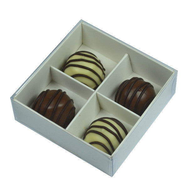 White Card Gift Box 100 Pack - 4 Bay Compartments - 8x8x3cm with Clear Lid - SuperSaverAU - view 3