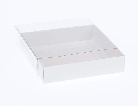 10pk White Square Presentation Box (15x15x4cm) w/ Clear PVC Lid - SuperSaverAU - view 1