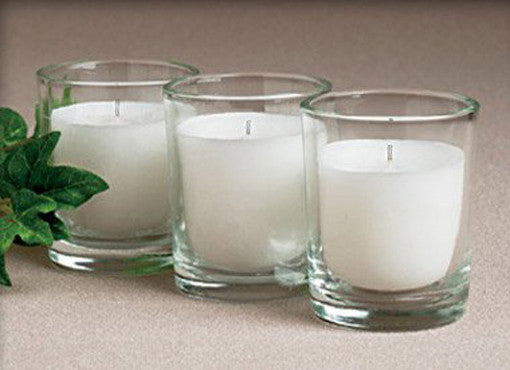 20 White Wax Clear Glass Holder Votive Candle - Wedding Event Centrepiece Table Decoration - SuperSaverAU - view 5