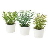 Premium Artificial Herb Potted Plants in White Pots - 3 Pack