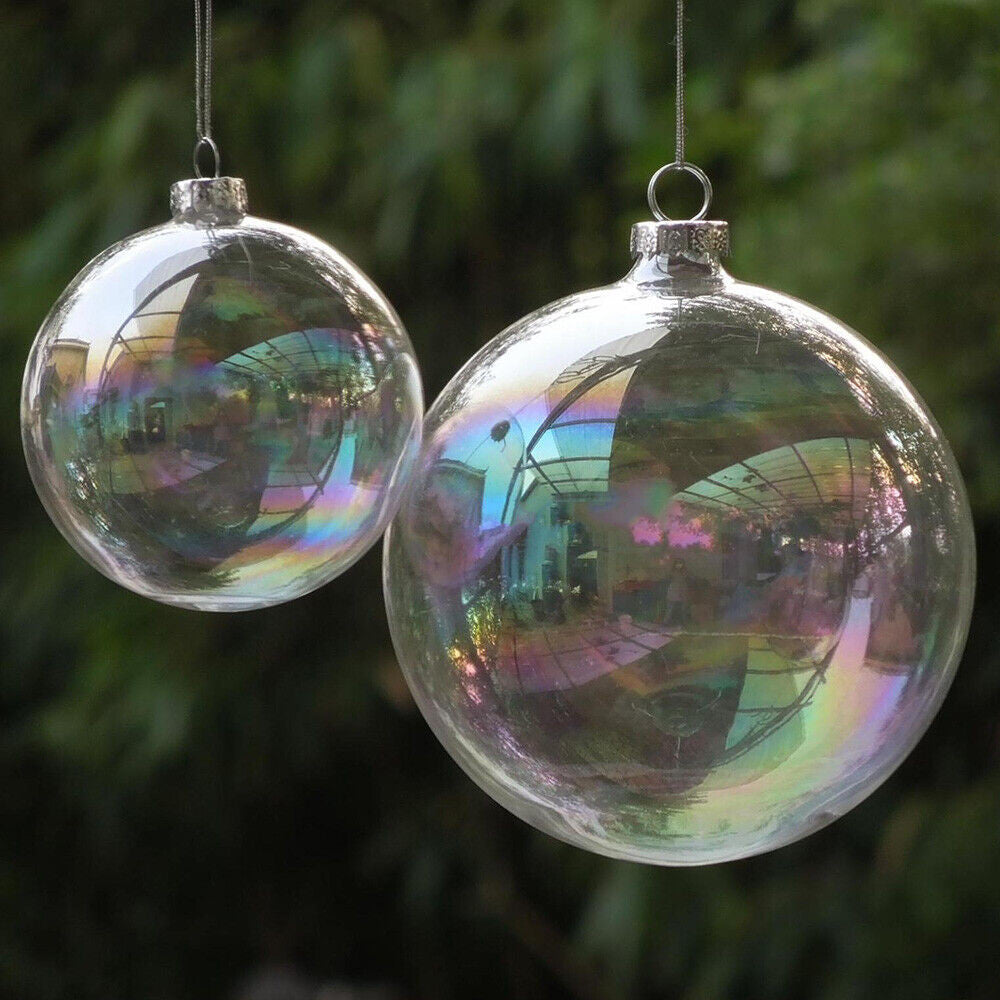 20 x Glass Bauble 8cm Diameter Round Clear with Silver Cap - table or tree centrepice personal memory theme craft gift - SuperSaverAU - view 2