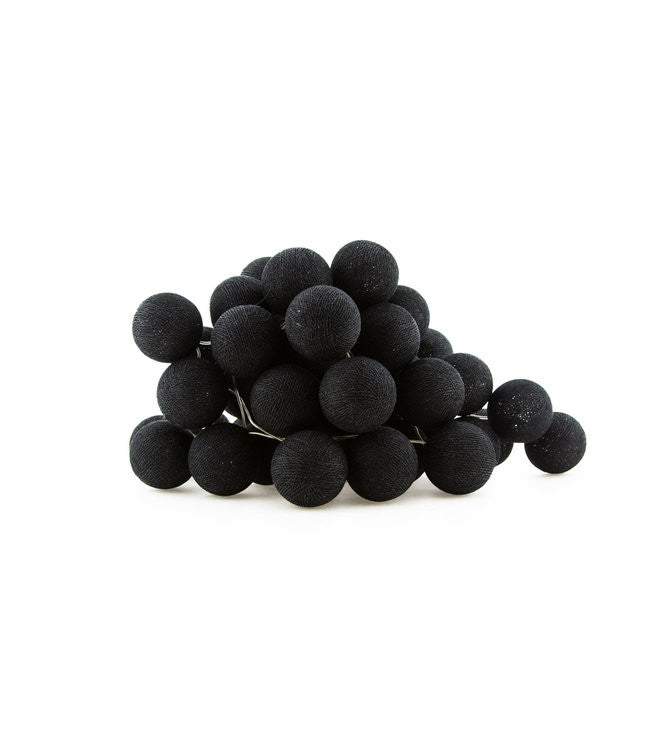 1 Set of 20 LED Black 5cm Cotton Ball Battery Powered String Lights Christmas Gift Home Wedding Party Bedroom Decoration Outdoor Indoor Table Centrepiece - SuperSaverAU - view 1