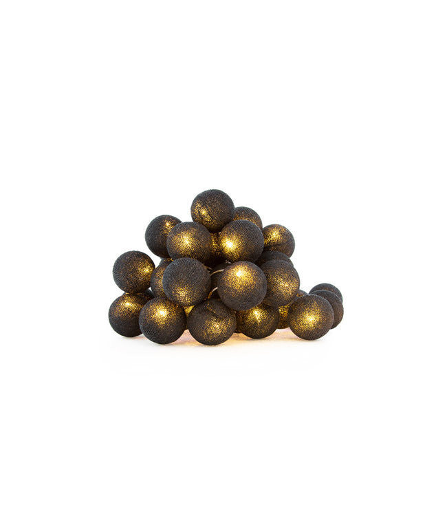 1 Set of 20 LED Black 5cm Cotton Ball Battery Powered String Lights Christmas Gift Home Wedding Party Bedroom Decoration Outdoor Indoor Table Centrepiece - SuperSaverAU - view 5