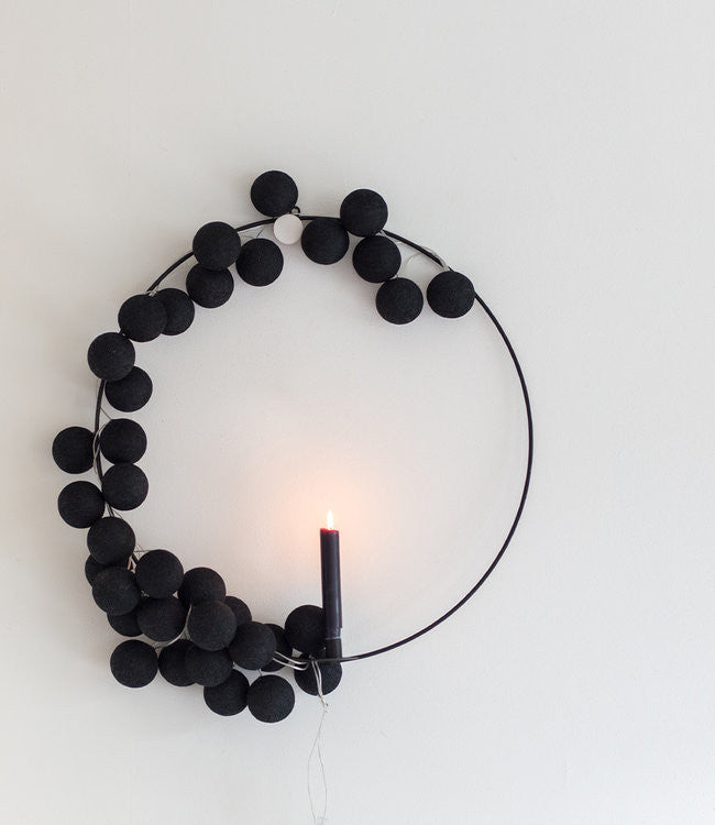 1 Set of 20 LED Black 5cm Cotton Ball Battery Powered String Lights Christmas Gift Home Wedding Party Bedroom Decoration Outdoor Indoor Table Centrepiece - SuperSaverAU - view 6