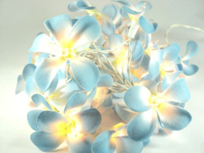 1 Set of 20 LED Tropical Blue Frangipani Flower Battery 3m String Lights Christmas Gift Home Wedding Beach Party Decoration Outdoor Table Centrepiece - SuperSaverAU - view 4