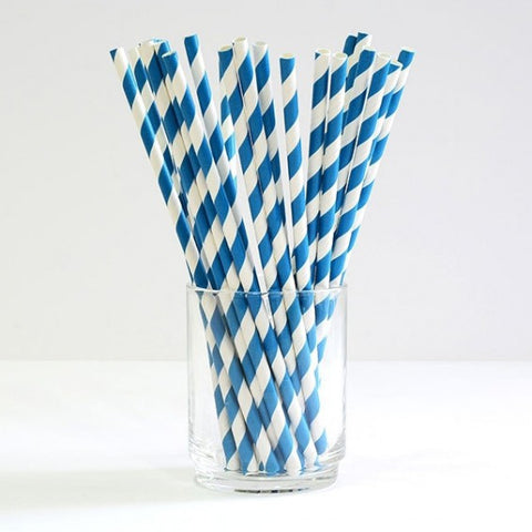 200 Pack Blue White Drinking Straws Biodegradable Eco Paper Birthday Party Event Bistro Bar Cafe Take Away - SuperSaverAU - view 1