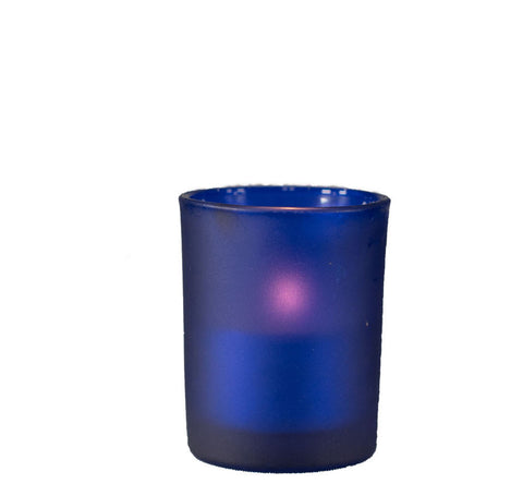 Premium Votive Tealight Candle Holders - Blue Frosted Glass, 20 Pack